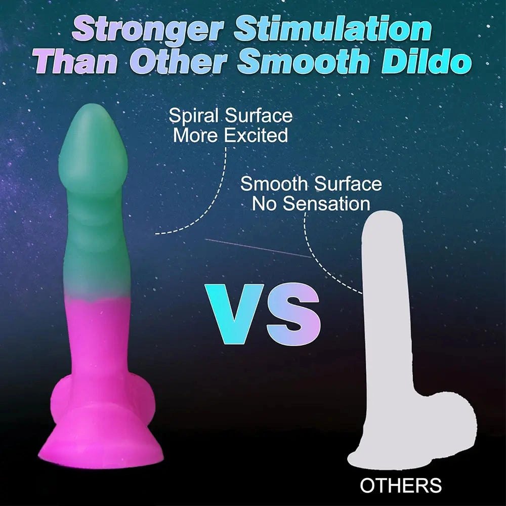 Ribbed color block silicone dildo, photo 15