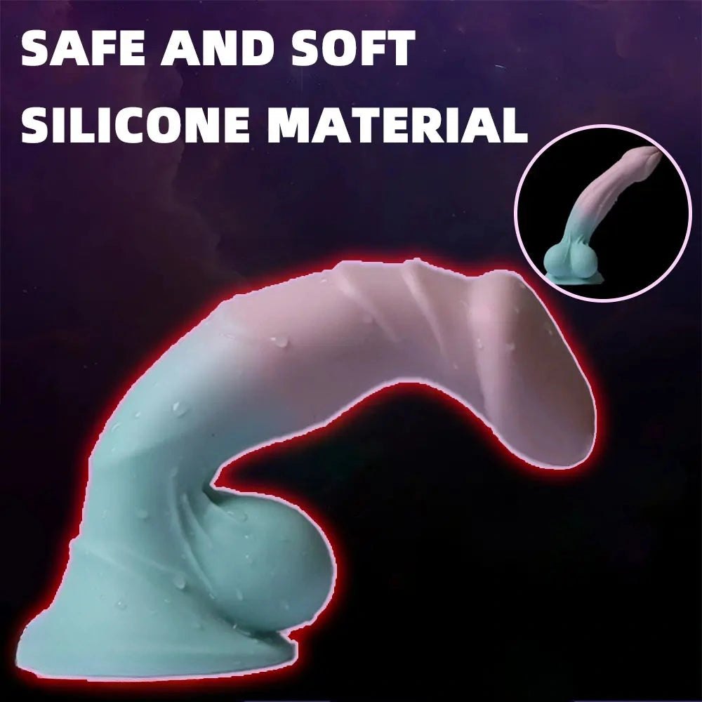 Ribbed color block silicone dildo, photo 5