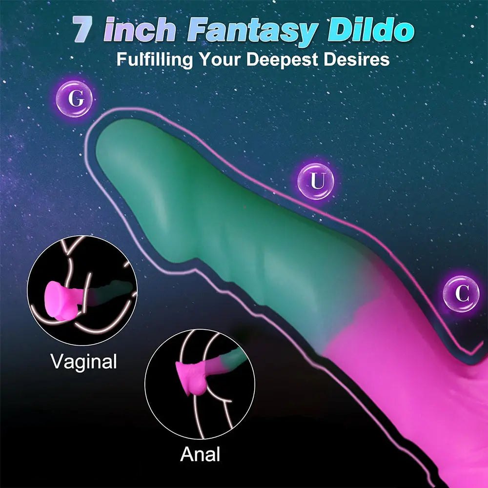 Ribbed color block silicone dildo, photo 6