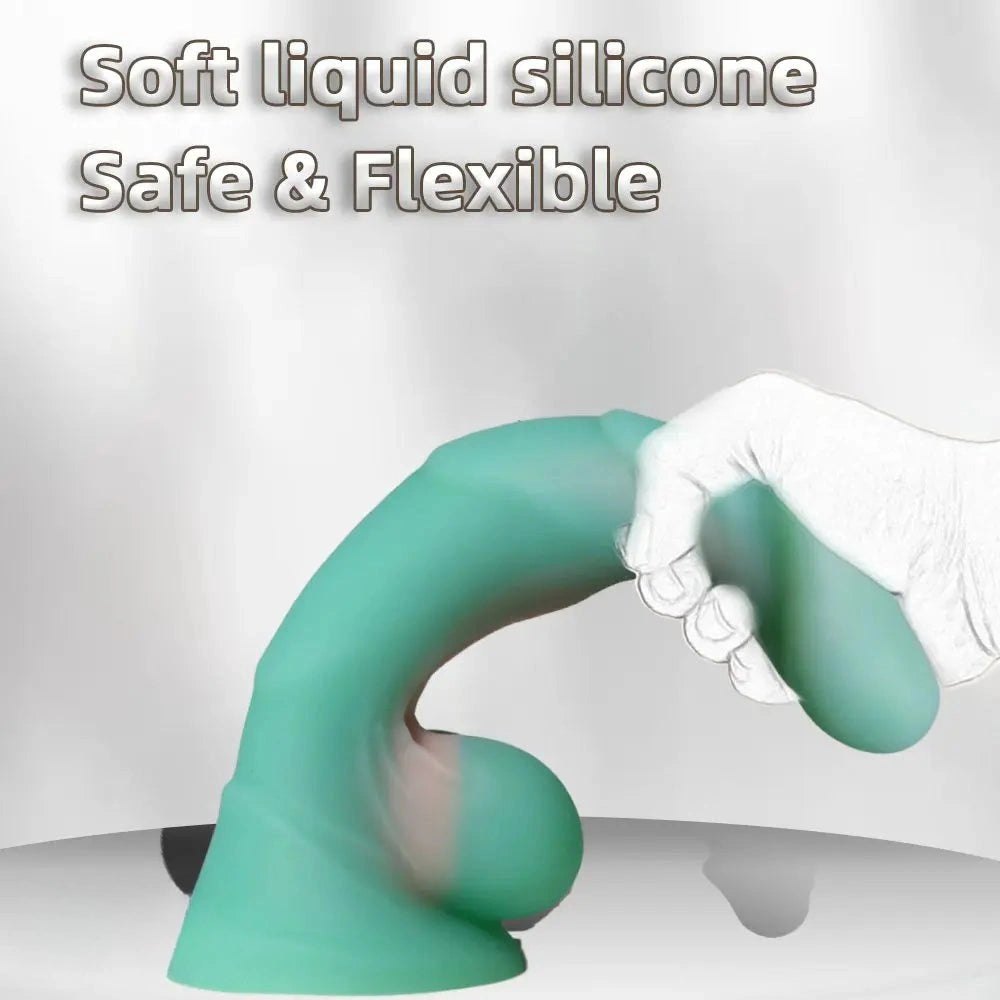 Ribbed color block silicone dildo, photo 9