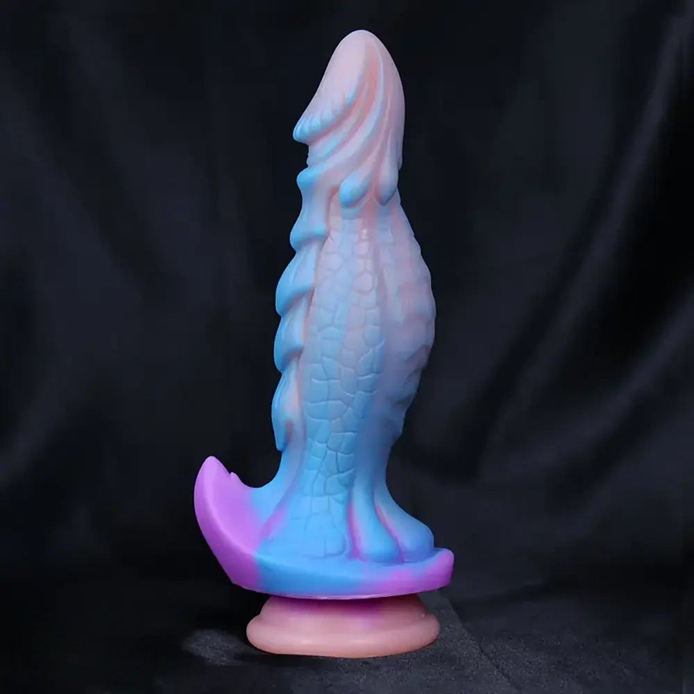 Blue purple ombre scaled fantasy silicone dildo, photo 6