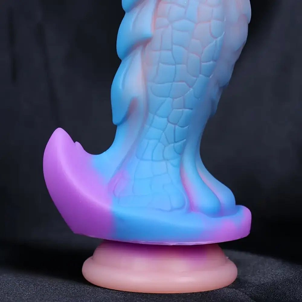 Blue purple ombre scaled fantasy silicone dildo, photo 7