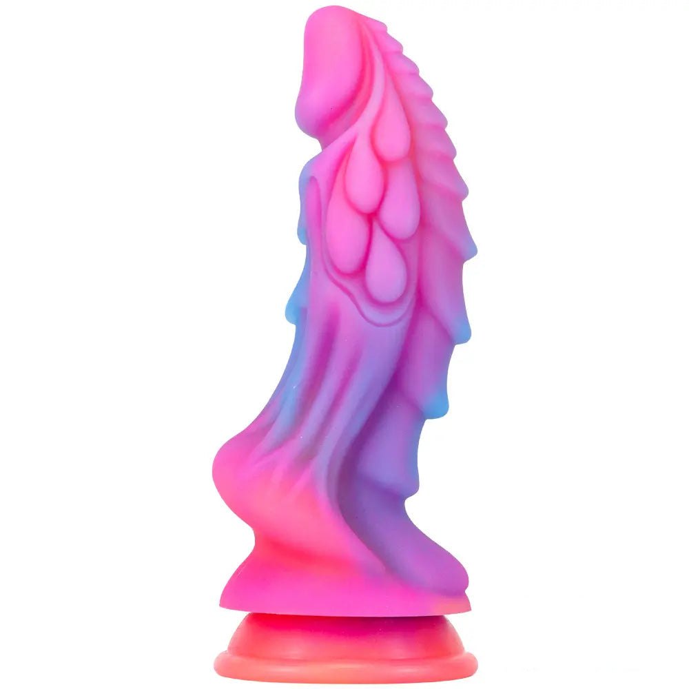 Pink purple and blue ombre silicone fantasy dildo, photo 1