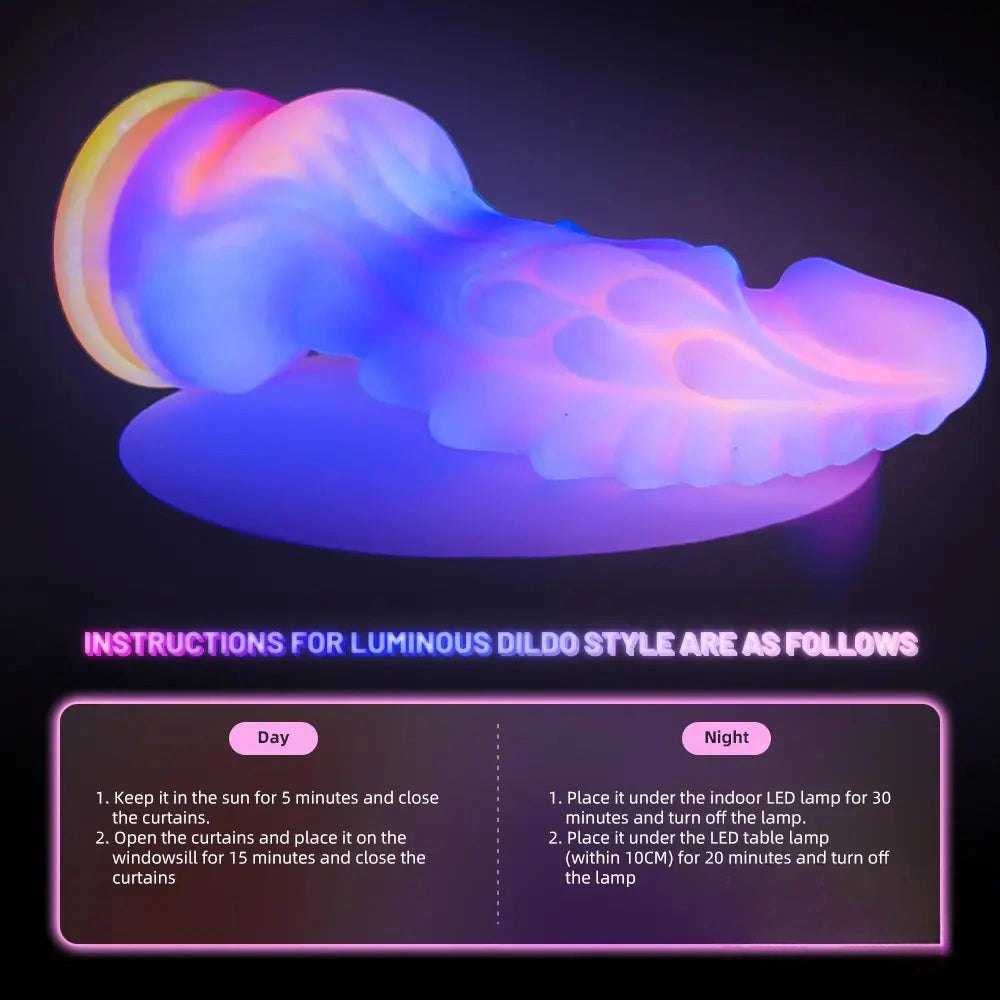 Pink purple and blue ombre silicone fantasy dildo, photo 4