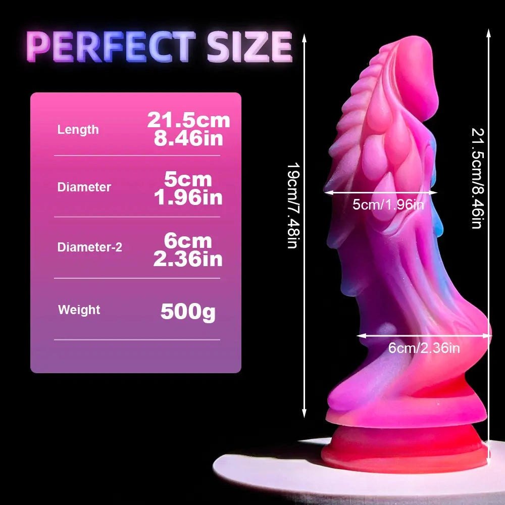 Pink purple and blue ombre silicone fantasy dildo, photo 5