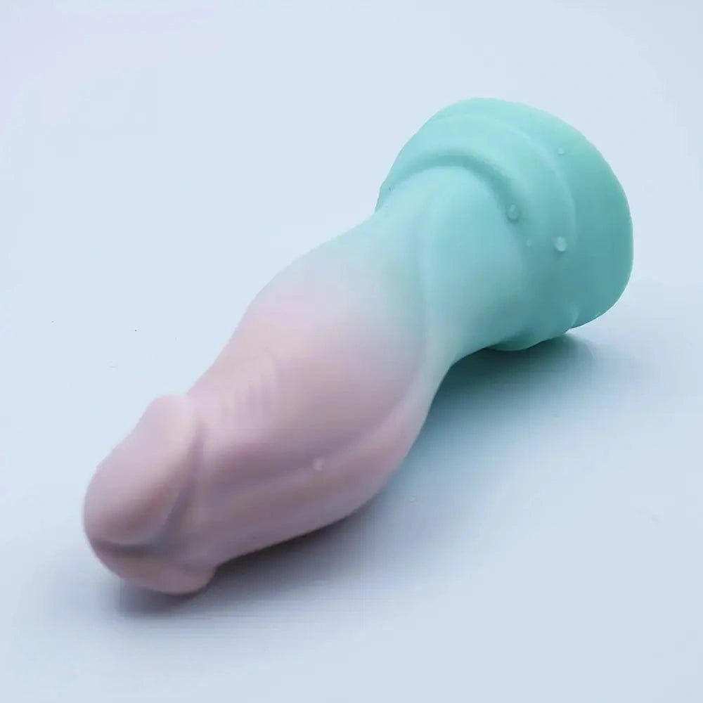 Pink teal ombre spiked silicone dildo, photo 3