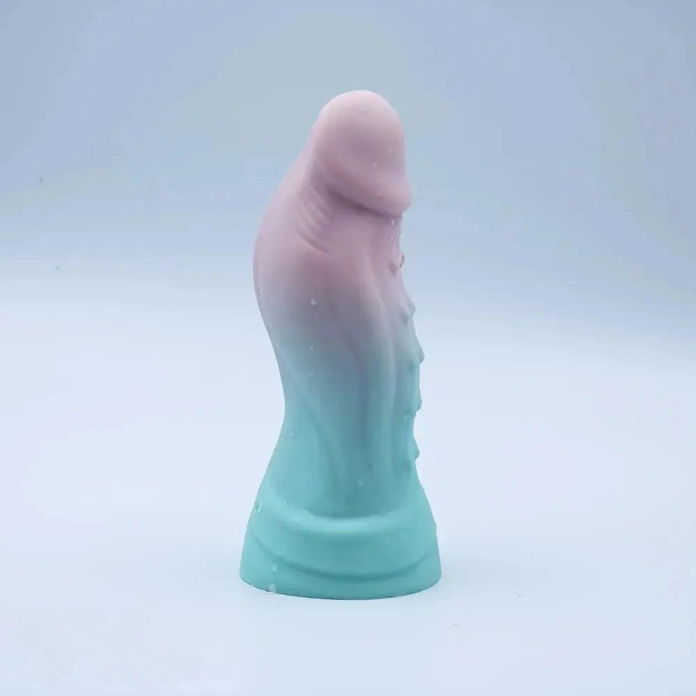 Pink teal ombre spiked silicone dildo, photo 4