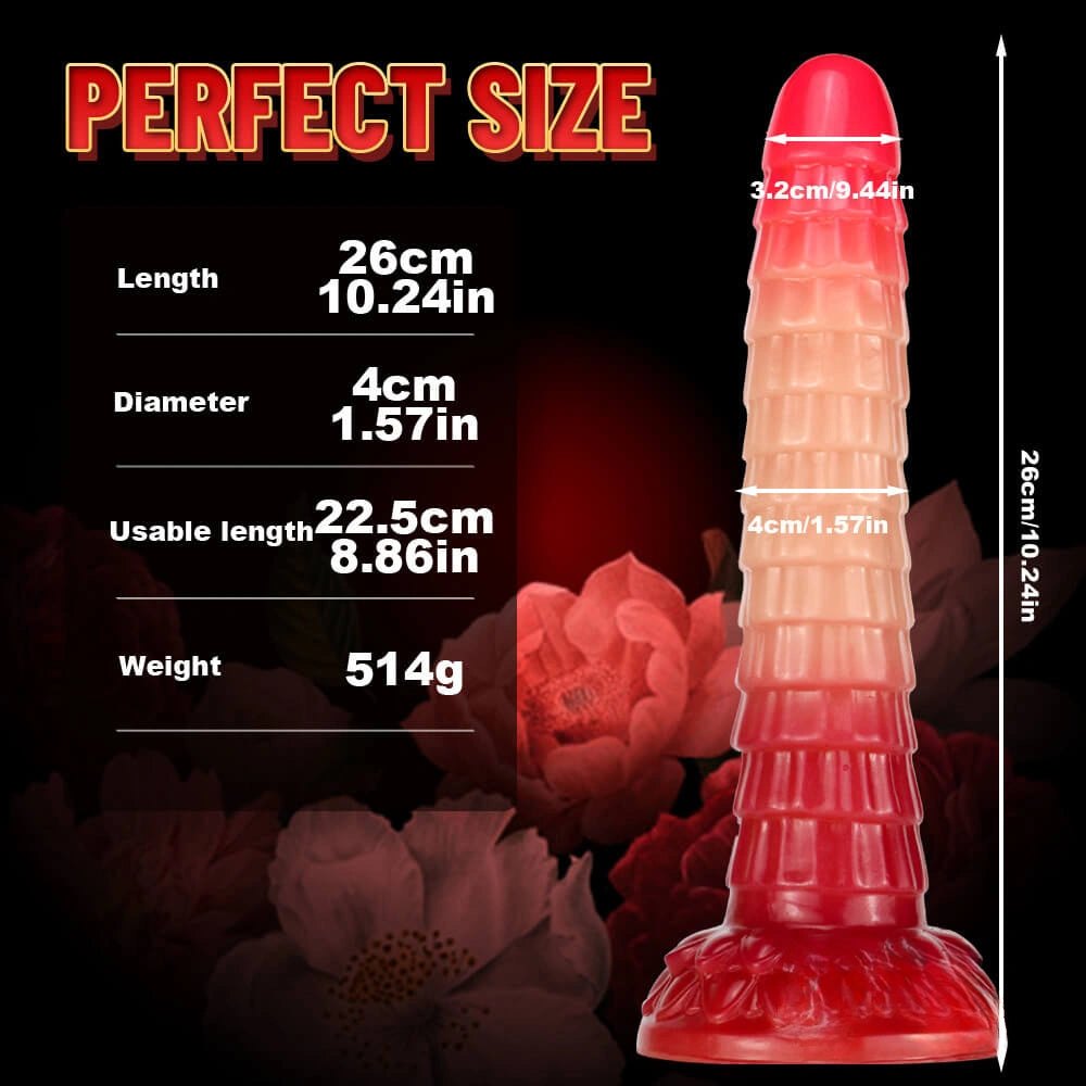 Ombre ridged spiral fantasy dildo, photo 16