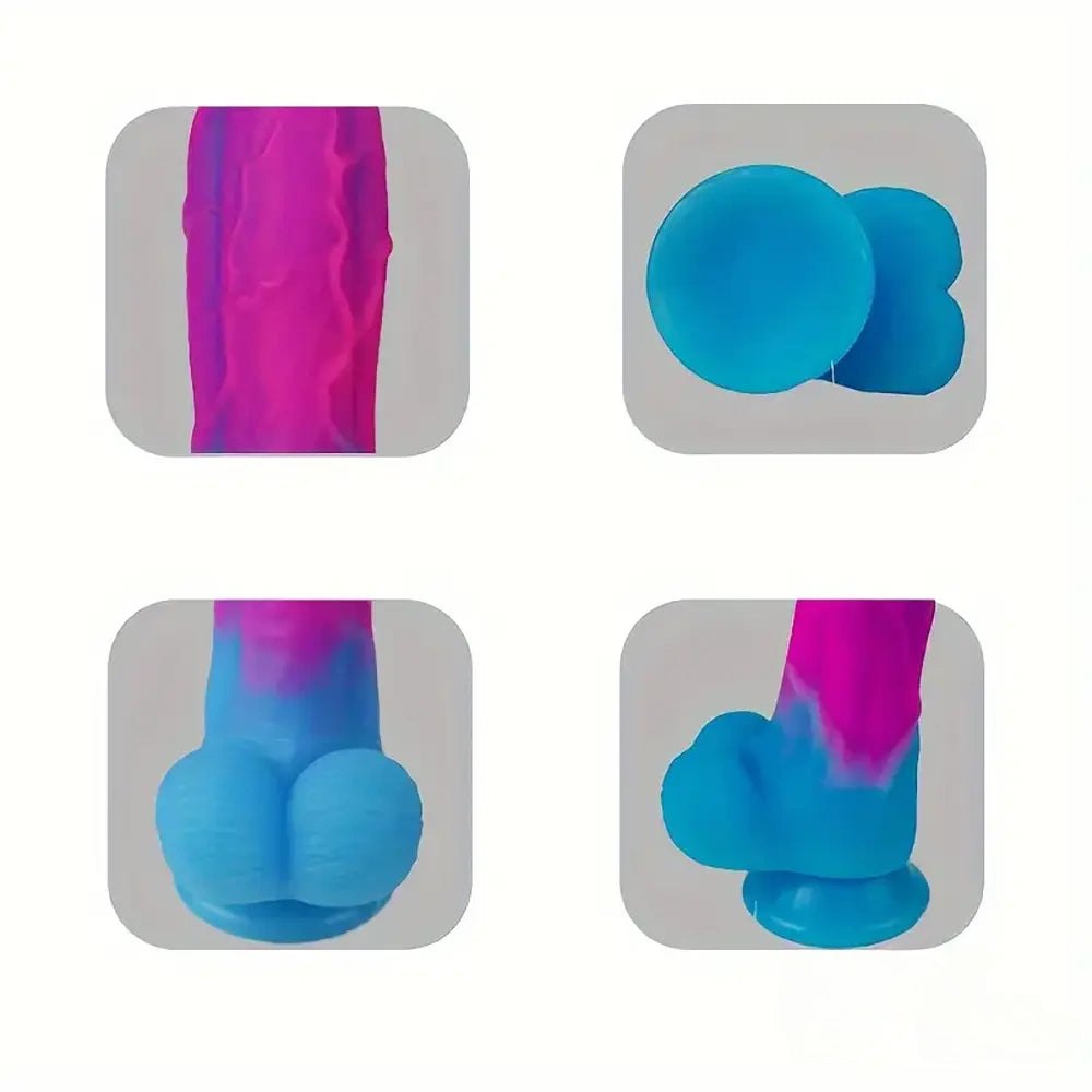 Pink and blue ombre suction cup dildo, photo 5