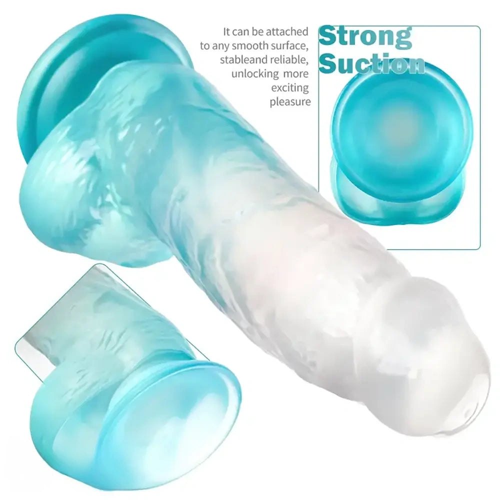 Blue ombre tpe suction cup dildo, photo 5