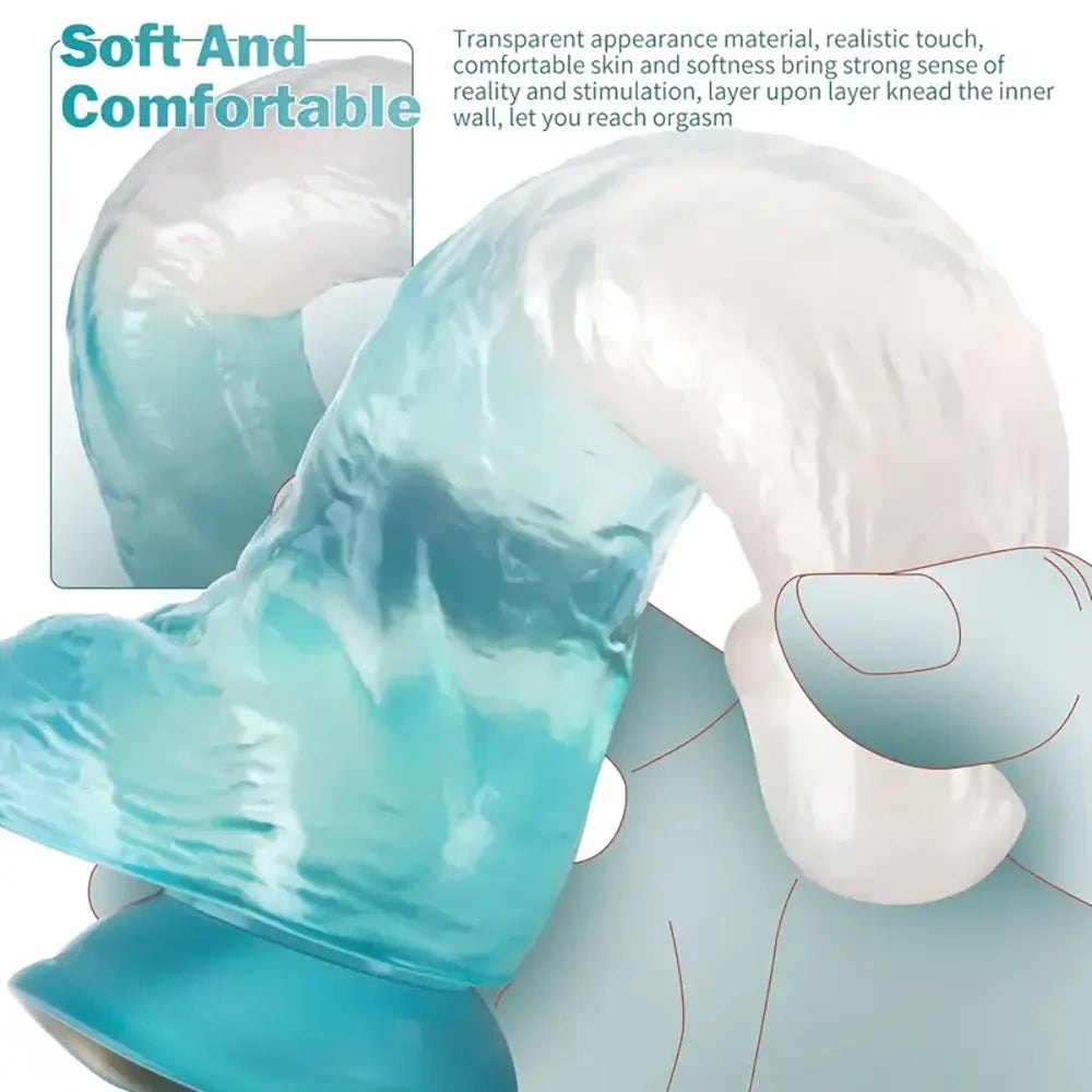 Blue ombre tpe suction cup dildo, photo 6