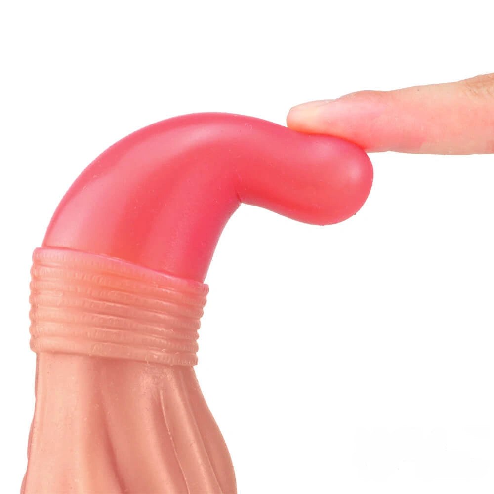 Ombre pink liquid silicone fantasy dildo with suction cup base, photo 8