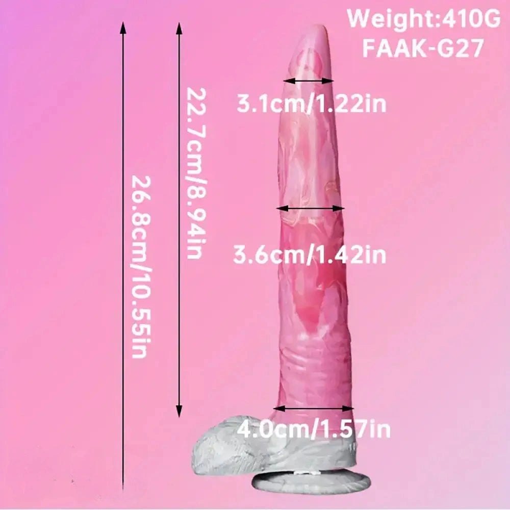 Twisted ombre silicone fantasy dildo, photo 17