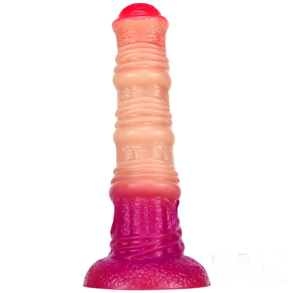 Ombre Purple ombre silicone knot dildo with spiral texture and flared base