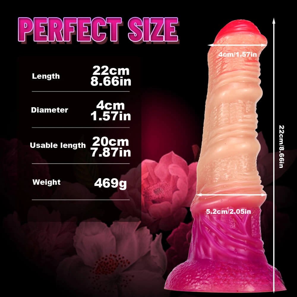 Ombre silicone knot dildo with spiral texture and flared base, photo 7
