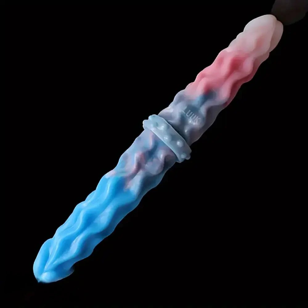 Blue and pink ombre wavy silicone double-ended dildo, photo 3