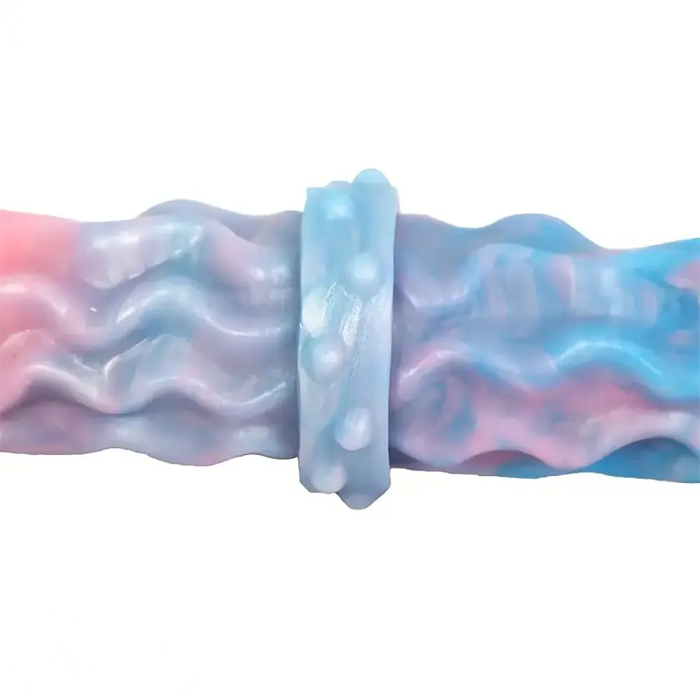 Blue and pink ombre wavy silicone double-ended dildo, photo 7