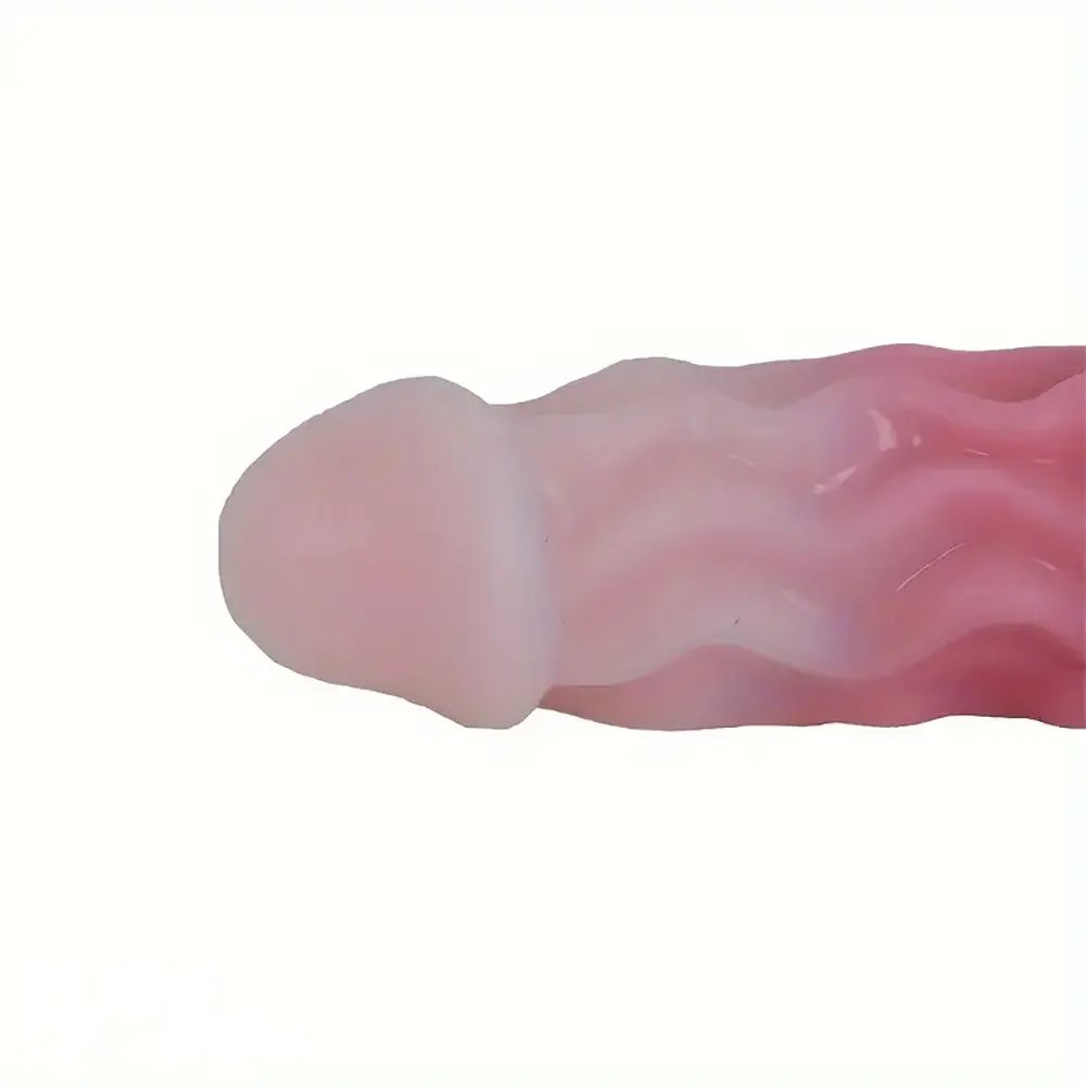 Blue and pink ombre wavy silicone double-ended dildo, photo 9