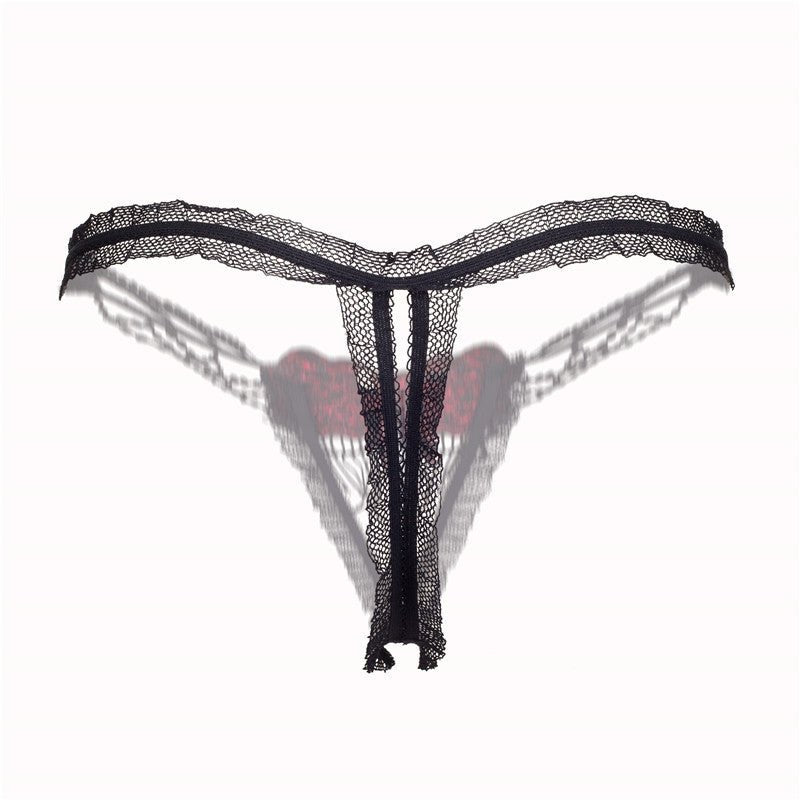 Open crotch embroidered thong, photo 2