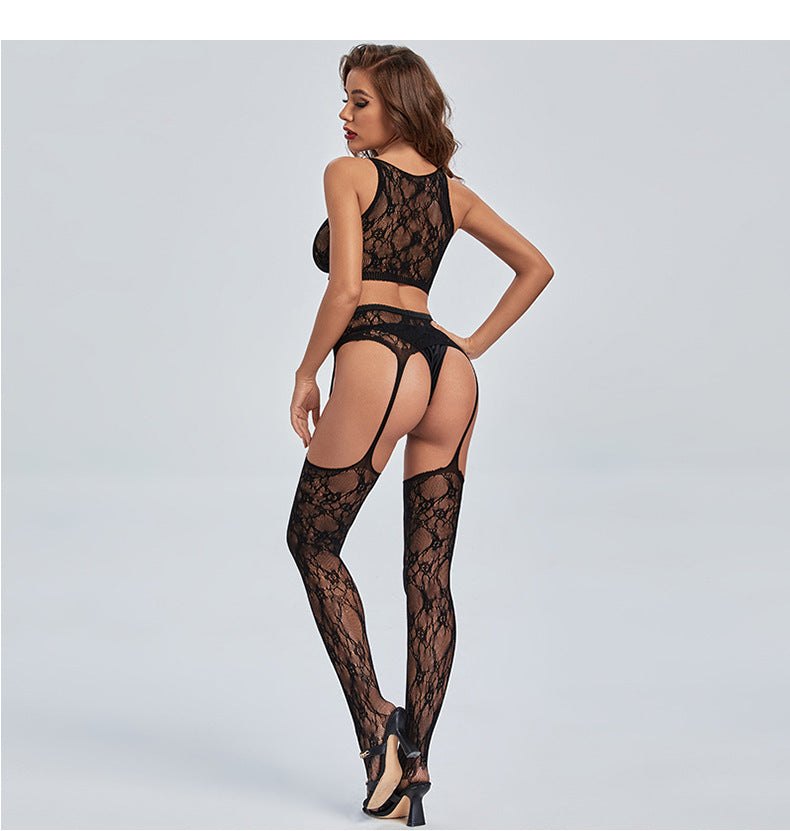 Open crotch mesh stockings black, photo 3