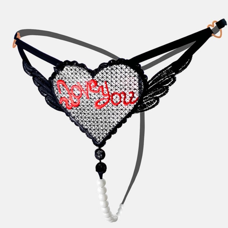 Open crotch pearl mesh thong, photo 1