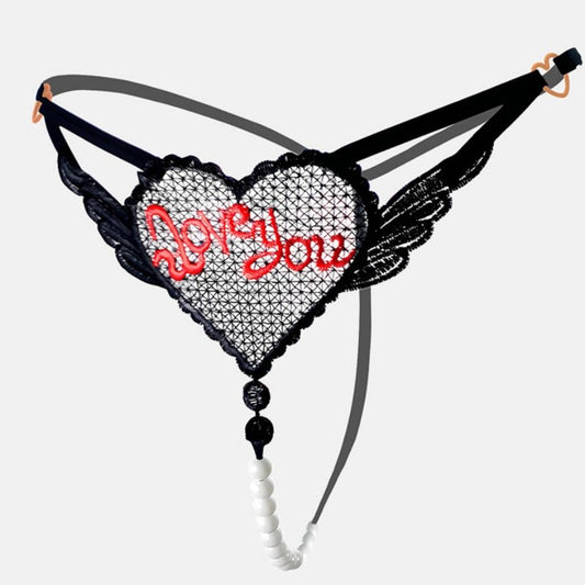 Open crotch pearl mesh thong, photo 1