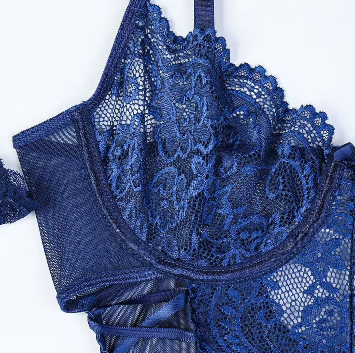 Open cup lace garter strap bodysuit, photo 8
