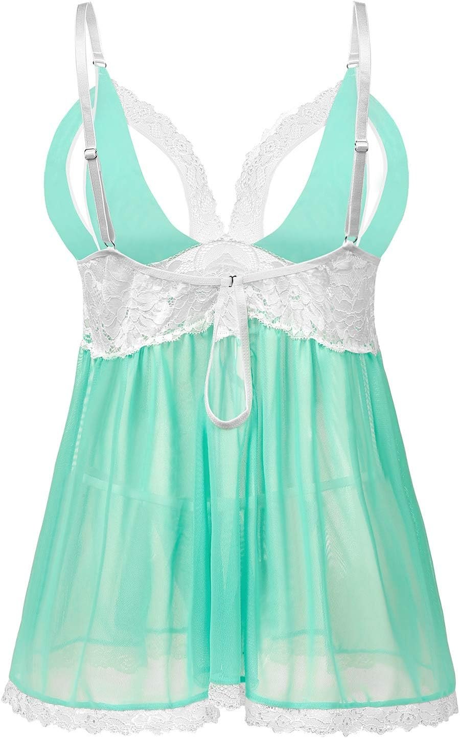 Open cup sheer mesh babydoll, photo 9