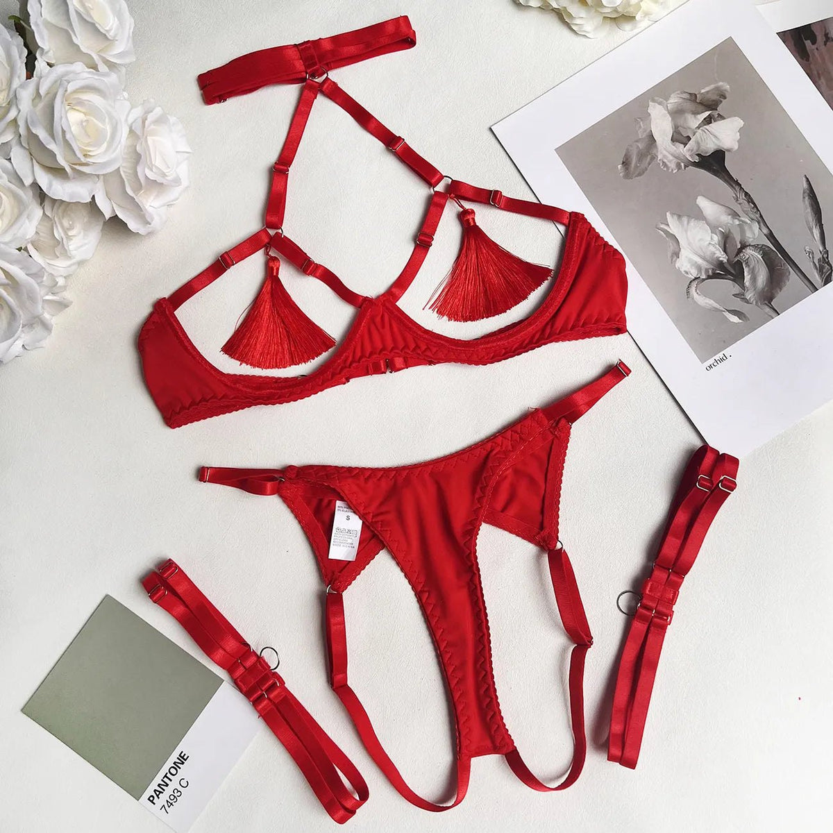 Open cup strappy garter set, photo 8