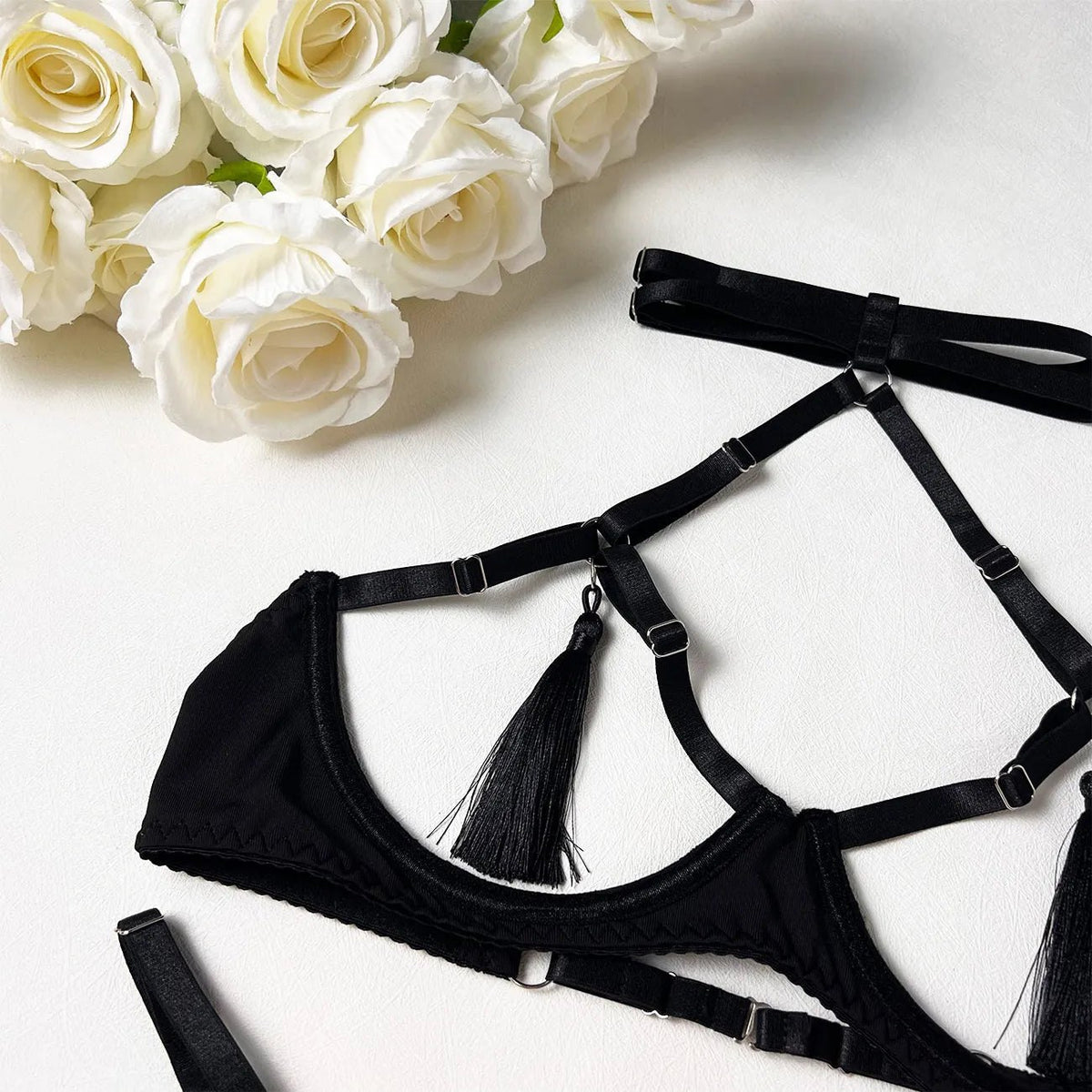 Open cup strappy garter set, photo 9