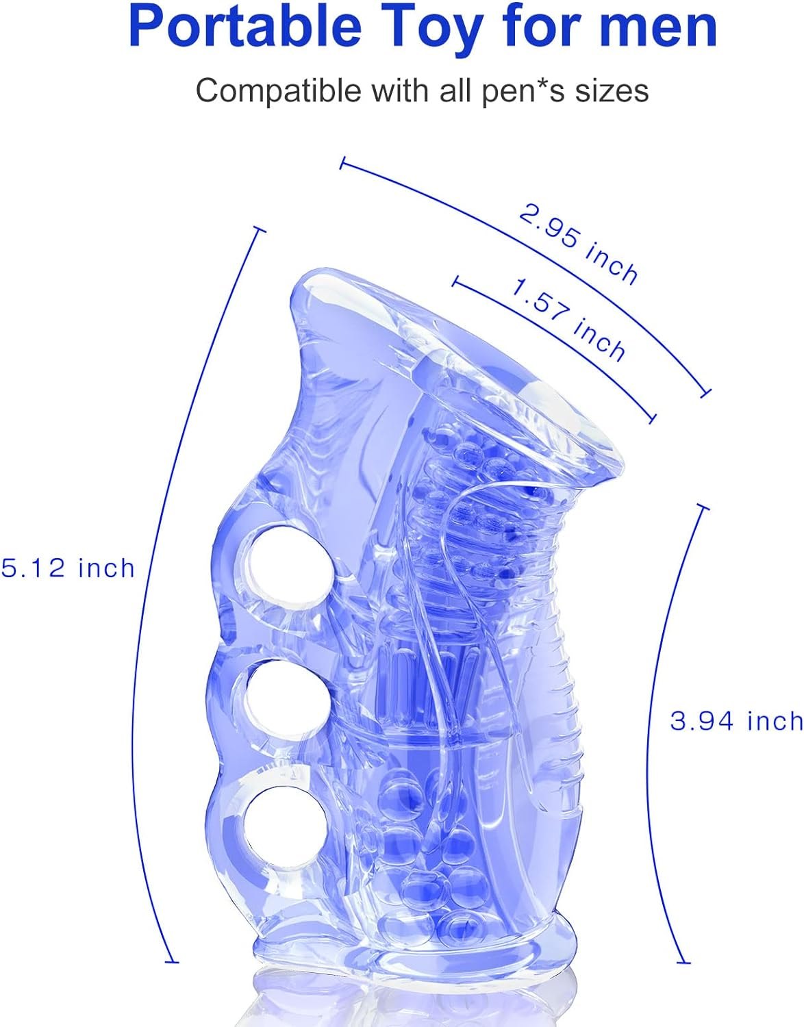 Transparent blue textured male masturbator sleeve, photo 6