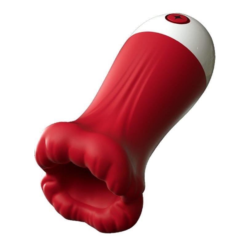 Black and red lip-shaped male masturbator, photo 1