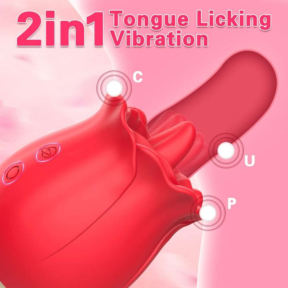 Rose-shaped tongue licking vibrator with insertable arm, photo 3