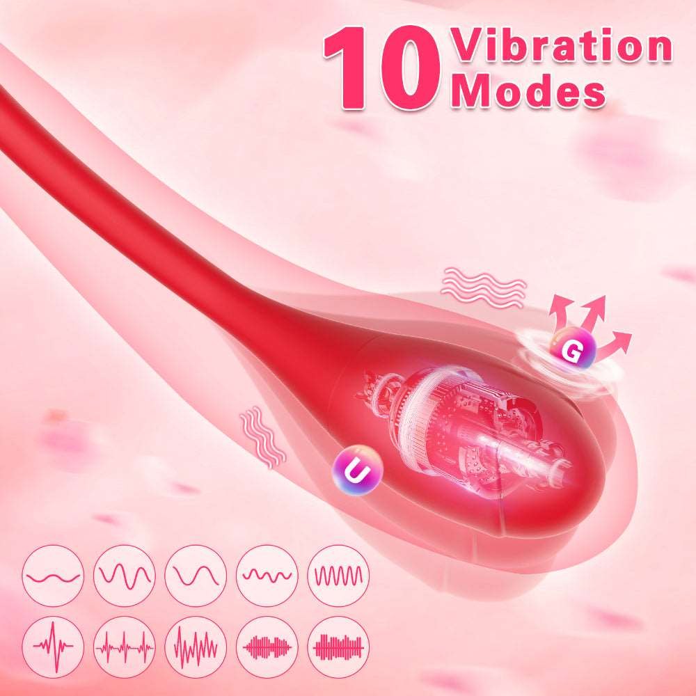 Rose-shaped tongue licking vibrator with insertable arm, photo 4