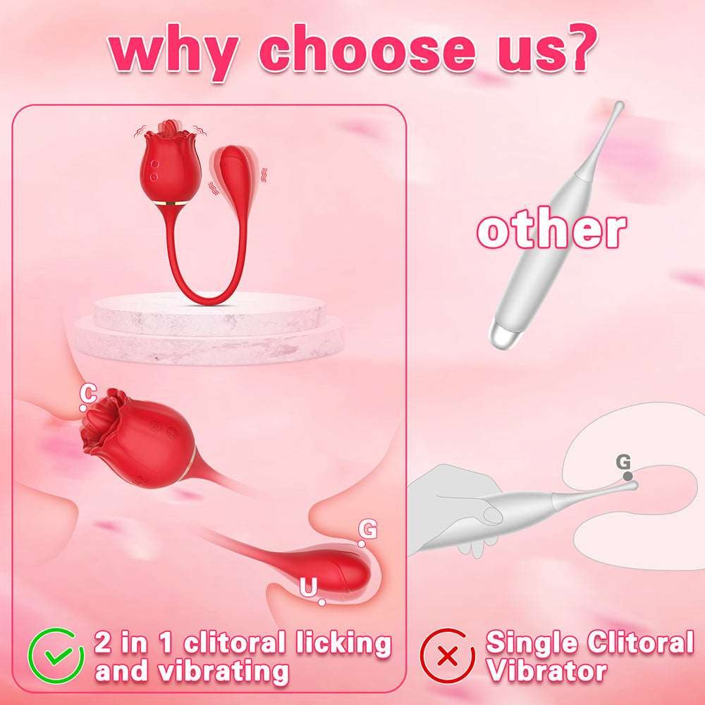 Rose-shaped tongue licking vibrator with insertable arm, photo 5