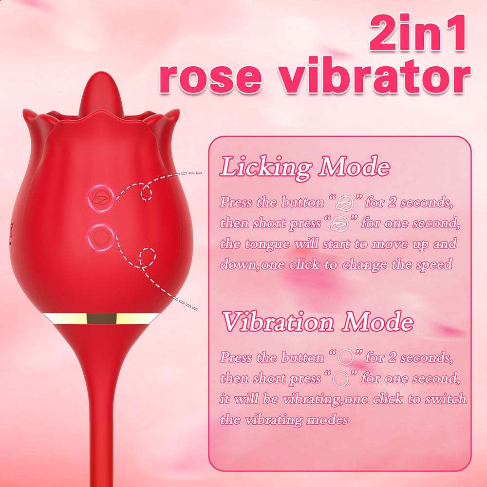 Rose-shaped tongue licking vibrator with insertable arm, photo 6