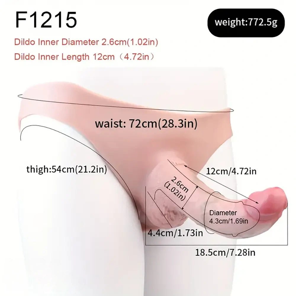 Flesh tone silicone strap-on dildo with panty harness, photo 12