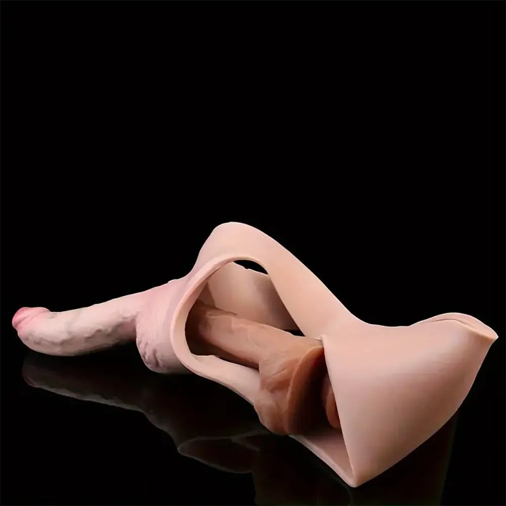 Flesh tone silicone strap-on dildo with panty harness, photo 4