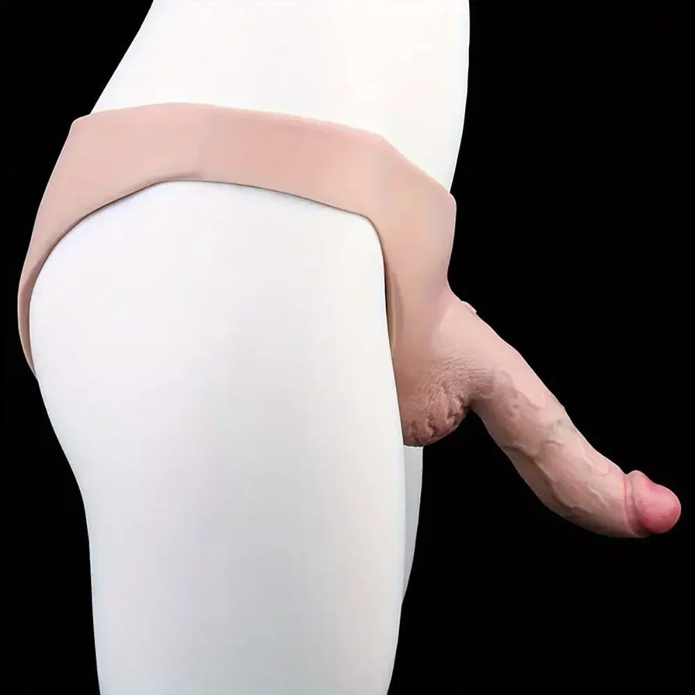 Flesh tone silicone strap-on dildo with panty harness, photo 6