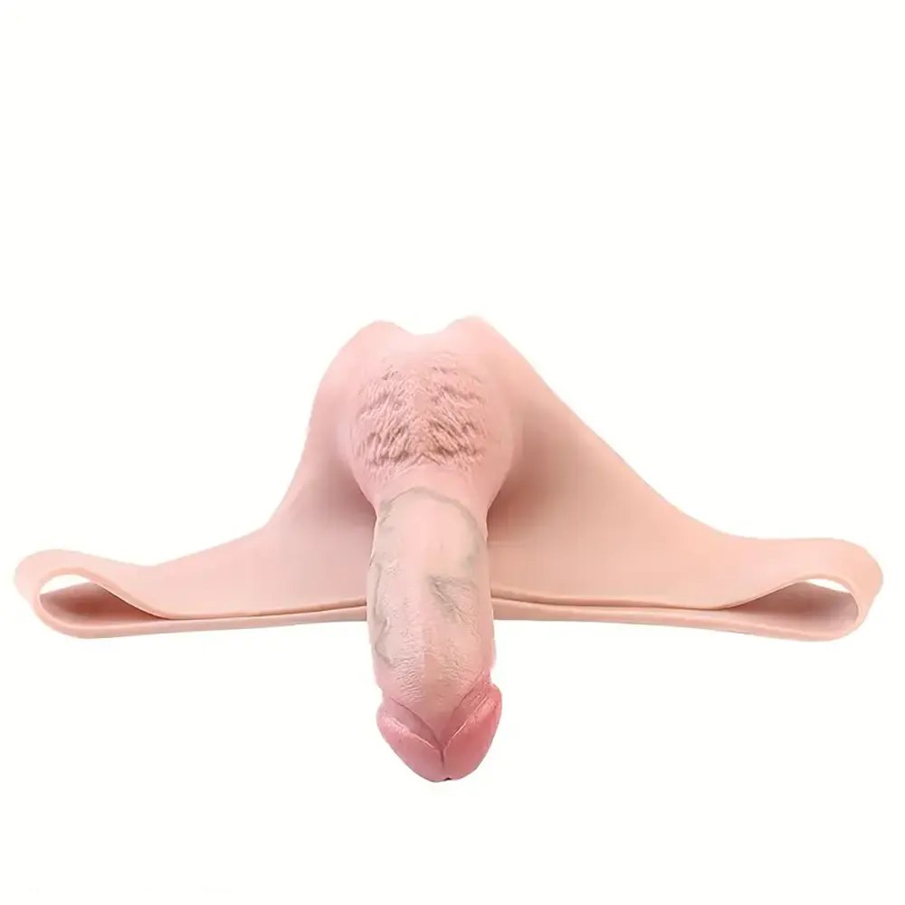 Flesh tone silicone strap-on dildo with panty harness, photo 9