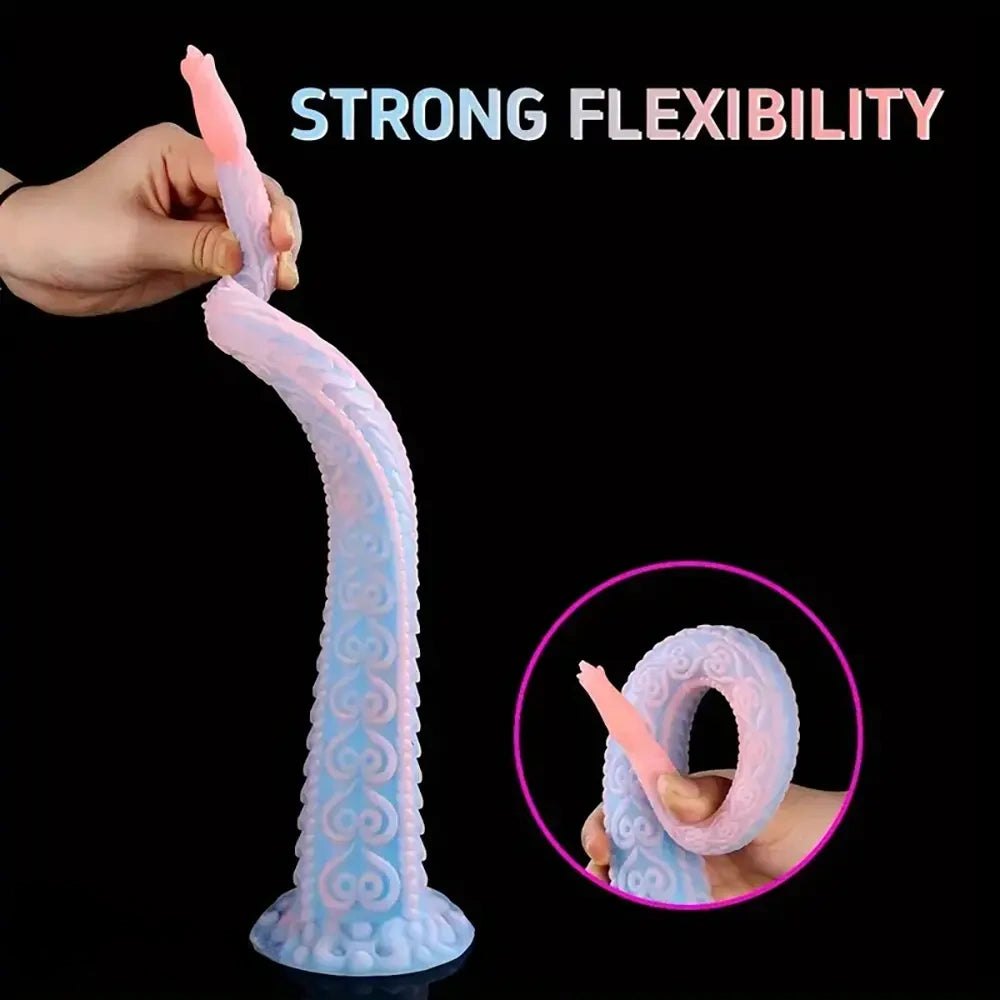 Pastel blue and pink flexible fantasy dildo, photo 1