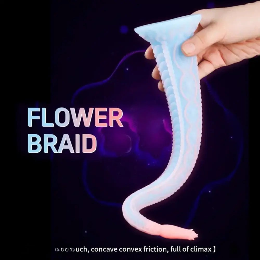 Pastel blue and pink flexible fantasy dildo, photo 11