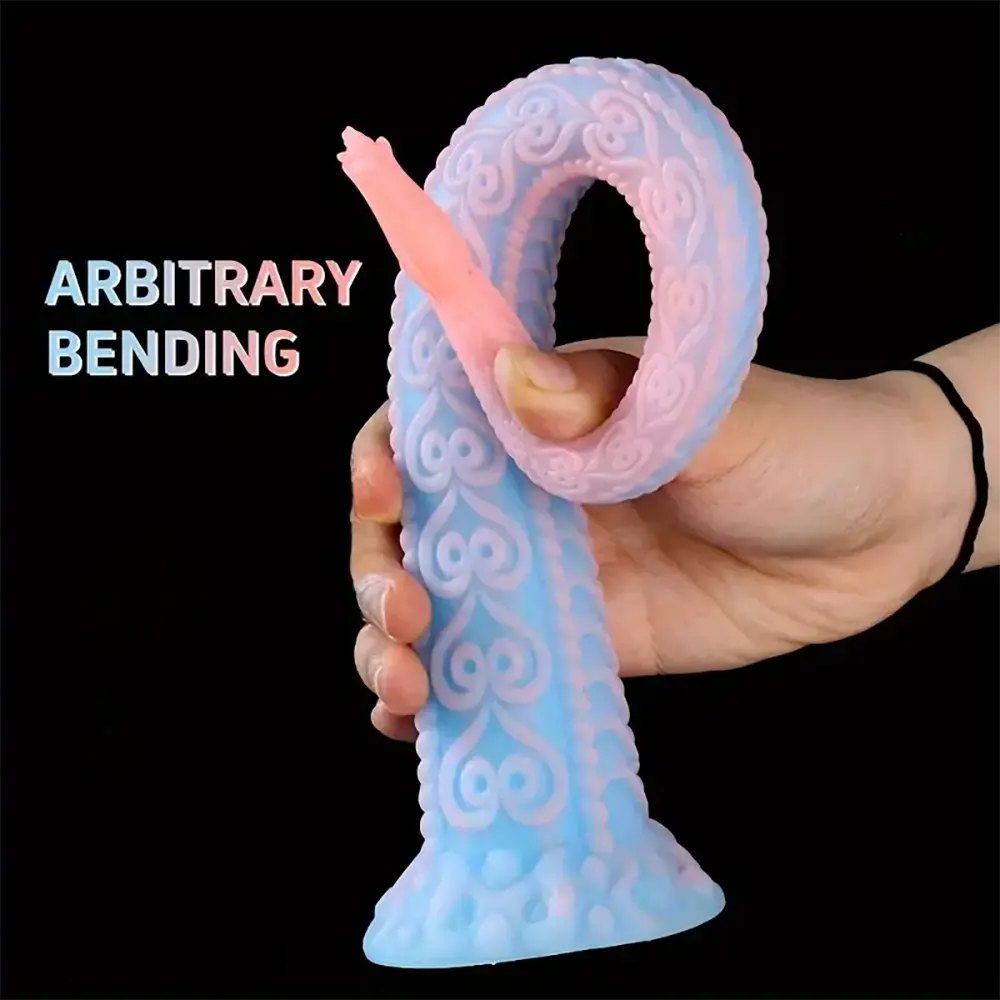 Pastel blue and pink flexible fantasy dildo, photo 2