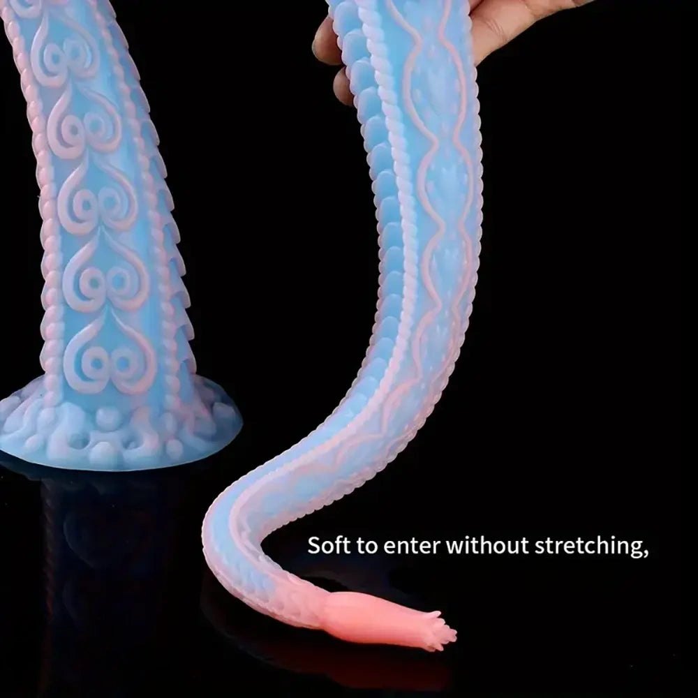 Pastel blue and pink flexible fantasy dildo, photo 3
