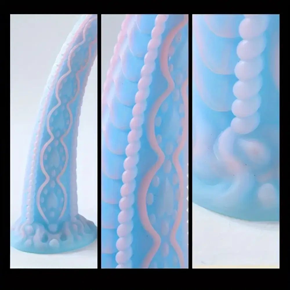 Pastel blue and pink flexible fantasy dildo, photo 4