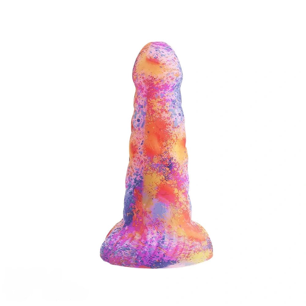Pastel splatter silicone fantasy dildo, photo 1