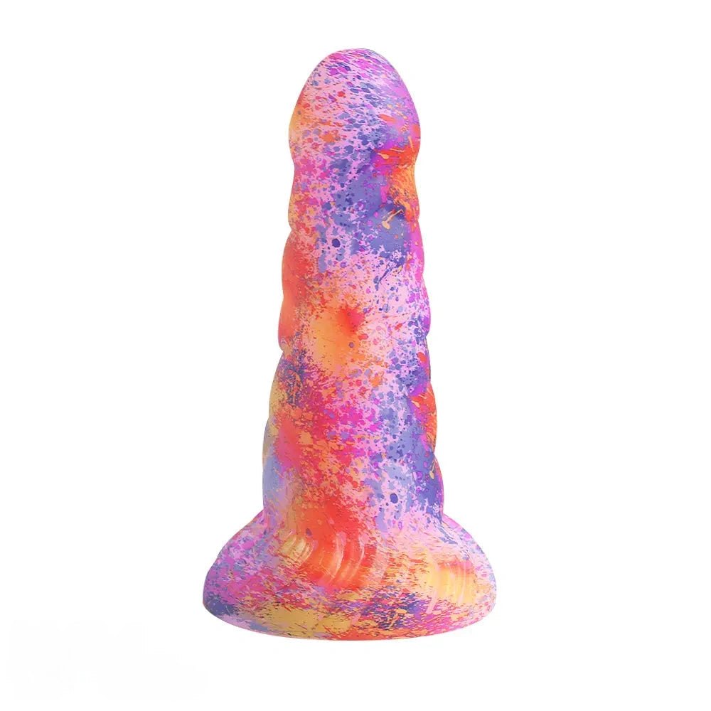 Pastel splatter silicone fantasy dildo, photo 2