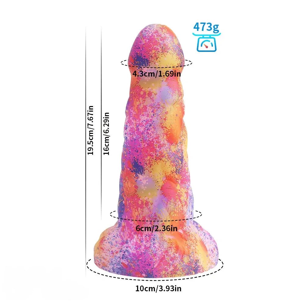 Pastel splatter silicone fantasy dildo, photo 3