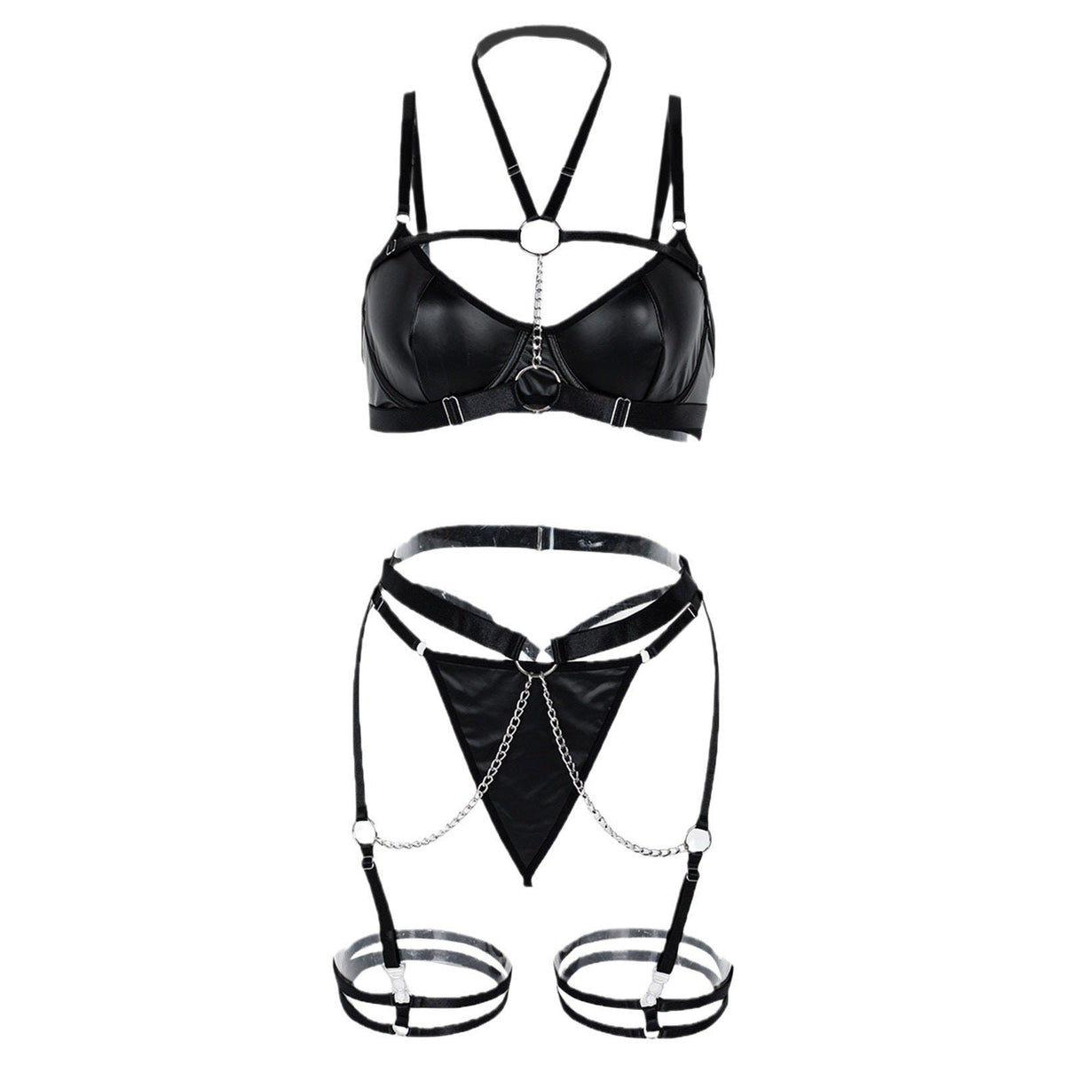 Patent leather bondage bra set, photo 5