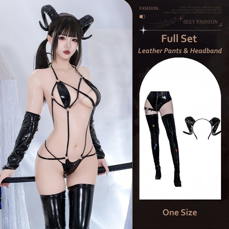 Patent leather halter lace up bodysuit, photo 6